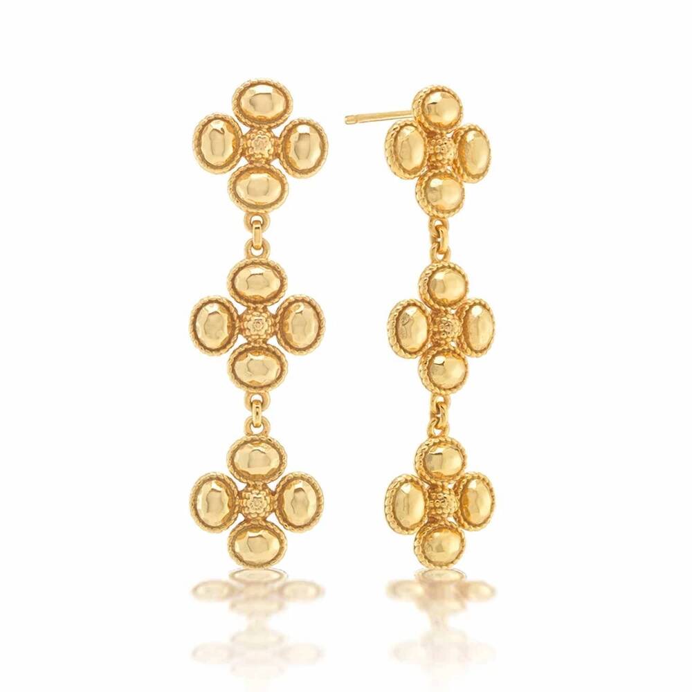 NEW CAPUCINE DE WULF berry clover linear earrings in gold
